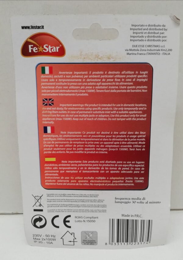SPINA INTERMITTENZA 2 POSTI MAX 2 X 100 WAT - immagine 2