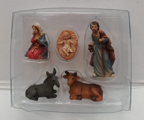 mini natività per presepe di natale box 5 pezzi di 3 cm in pvc prezzo 1 blister 76487 - immagine 2
