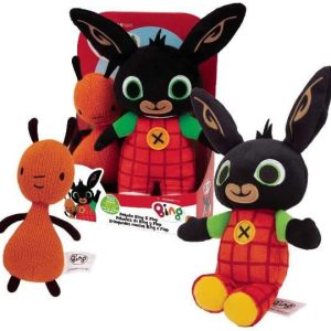Bing Peluche Coppia, Bing 25 cm con Orecchie Scrocchianti e Flop 19 cm, Giochi Preziosi BNG43000