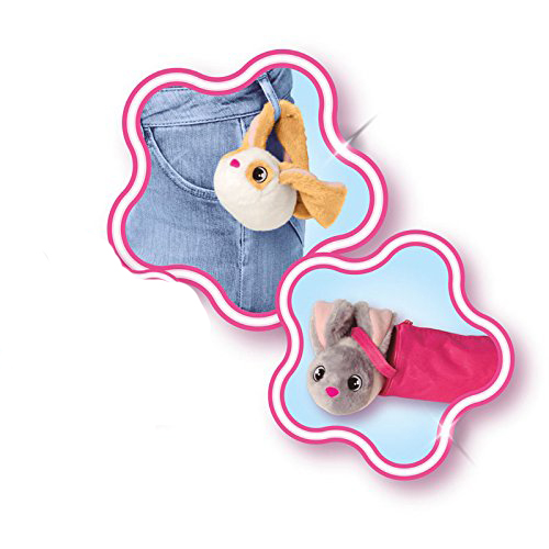 Imc Toys Bunnies Coppia Peluche Magnetico Coniglietto Bianco con Musetto Grigio e Bianco con macchie Marroni