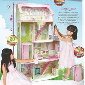 NOVITA' CASA DELLE BAMBOLE GIGANTE IN LEGNO H CM 141 con 20 ACC. x bambole 29 cm tipo Barbie