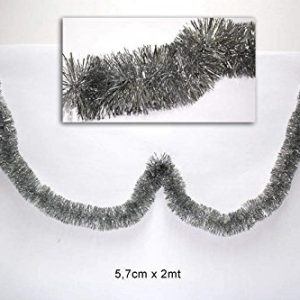 OFFERTA 3 FILI PER DECORARE GLI ALBERI DI NATALE FILO ADDOBBO COLORE ARGENTO SILVER GHIRLANDA 5.7 CM X 2 MT LUNGHEZZA