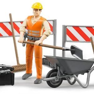 Bruder Bworld Omino con pantaloni arancio e Segnaletica Lavori Stradali 62000 FUORI PRODUZIONE