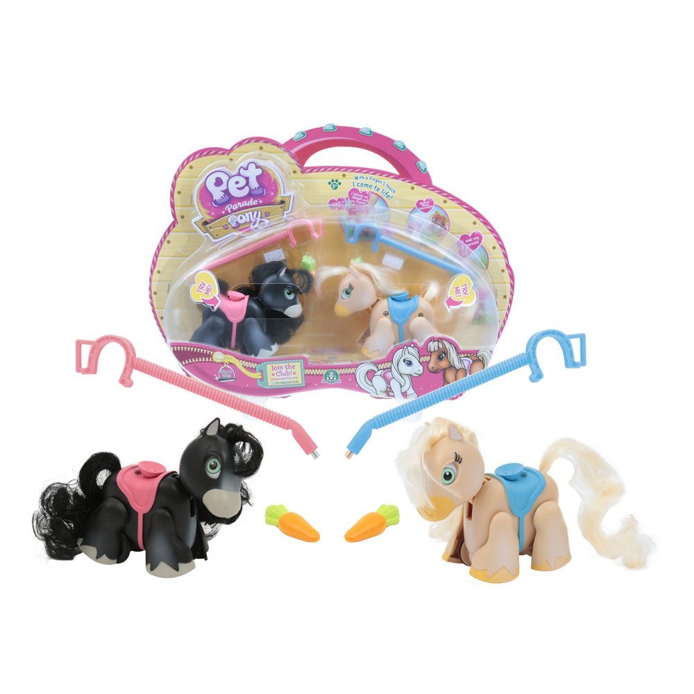 Pet Parade Pony Parade, Blister Doppio, Ponies Razza Blackfell e Palomino, Nero/Beige di Giochi Preziosi PTN01000