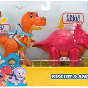 Dino Ranch,Set Dinosauri Deluxe, 2 Dinosauri articolati: Biscuit e Angus, Giochi Preziosi NDNA02000