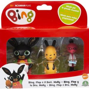 Bing Set 3 Mini Personaggi, Bing, Flop e Dottoressa Molly, BNG41000 Giochi Preziosi