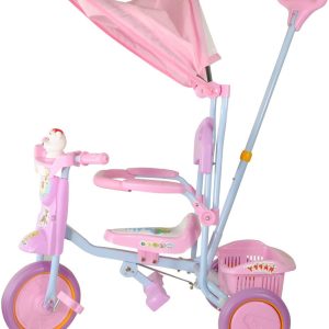 TRICICLO SCOOTER BICI BICICLETTA PEDALI CAPPOTTINA MANICO GUIDA REGOLABILE ROSA BIMBA TOYS 192307