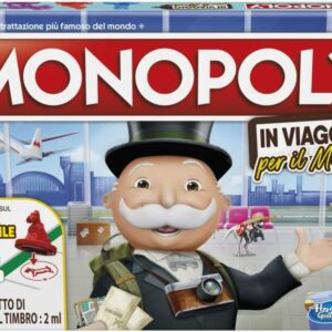 Monopoly In Viaggio per il Mondo, gioco da tavolo con pedine a timbro e tabellone cancellabile, Hasbro F4007