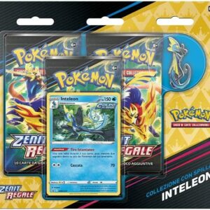 Pokémon Confezione da Tre Buste dell'Espansione Pokemon Zenit Regale - Collezione con Spilla (ITA) (Inteleon)  - ITALIANO