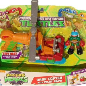 Tartarughe Ninja Half Shell Heroes, Drop Copter con Raffaello Pilota, Giochi Preziosi 96700