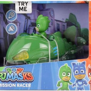 PJ Masks Mission Racer, veicolo in metallo luci e suoni 12 cm con Geco, Simba