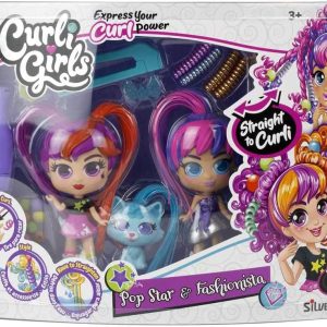 Rocco Giocattoli- Curli Girls Twin Set da Bambole, Multicolore, 82080