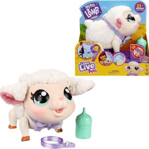 Little Live Pets - My Pet Lamb, SNOWIE l' Agnellino giocattolo interattivo morbido e lanoso che cammina, balla oltre 25 suoni e reazioni, Giochi Preziosi LPK00010