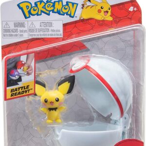 COLLEZIONE POKEMON CLIP ' N ' GO Pichu Figure 4/5 cm e Premier Ball, PK160200