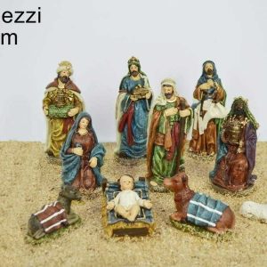 STATUINE NATIVITA' PER PRESEPE DI NATALE FORMATO DA Set Completo da 10 Pezzi Personaggi CM.15 in poliresina