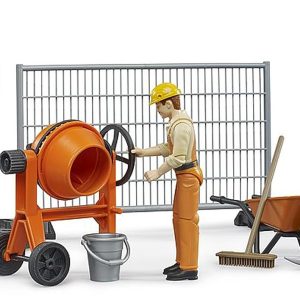 Bruder 62008 - Set da cantiere Bworld con operaio edile e accessori- scala 1/16