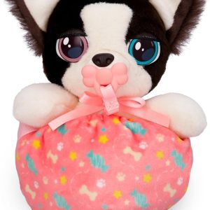 Baby Paws Mini Cuccioli, Border Collie Peluche Interattivo con Suoni, Include Borsetta, IMC TOYS 922396