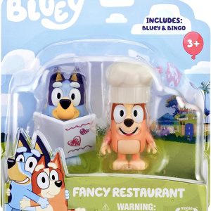 Bluey and Friends confezione 2 personaggi: Bluey e Bingo Fancy Restaurant, Giochi Preziosi BLY07000