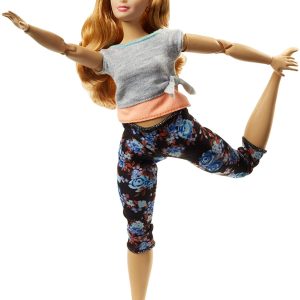 Barbie snodata curvy con 22 punti di snodo, Capelli Ondulati e Abiti da Yoga di Mattel FTG84
