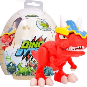 DINOBYTES Carner - Action figure Dinosauro Articolato con elmetto e funzioni di combattimento