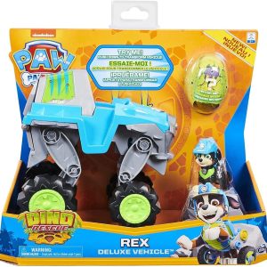 Paw Patrol Dino Rescue, veicolo Deluxe di Rex con dinosauro misterioso, Spin Master 6059329