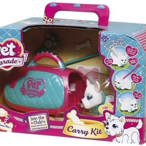 Pet Parade, Carry Kit con Cucciolo e Portantina, Rosa/Blu