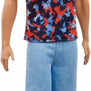 Ken Fashionistas con Maglietta a Stampe,Barbie Mattel FXL65