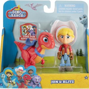 Dino Ranch, Jon & Blitz Coppia di Personaggi, Jon circa 7.5 cm e Blitz 9 cm circa, Giochi Preziosi NDNA00000