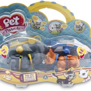 Giochi Preziosi - Pet Parade, Gatto Grey Siberian con Gomitolo e Guinzaglio, Arancione
