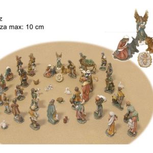 STATUINE MINI NATIVITA' PER PRESEPE DI NATALE FORMATO DA 47 pezzi - cm 10 - PERSONAGGI FIGURE DIVERSE - 1 scatola assortita - versione economia