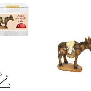PRESEPE ANIMALI ASINO C/SACCHI 7cm
