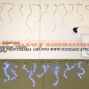 TENDA LUMINOSA DI NATALE , CAVO TRASPARENTE CON 120 LED  COLORE BIANCO 3 MT X CIRCA 50 cm