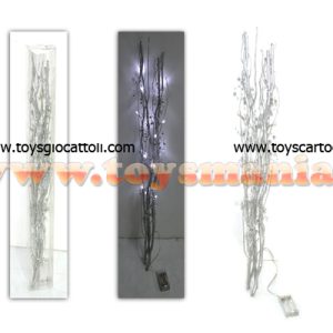 Natale - decorazioni natalizie , ramo con luci a led ARGENTO SILVER -  a batteria 16 luci - 60 cm