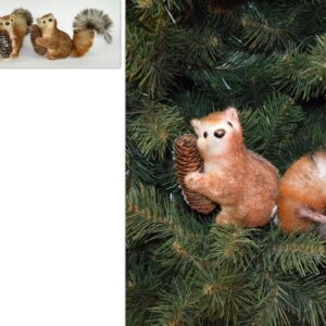 SCOIATTOLO CON PIGNA DECORO DECORAZIONE ALBERO DI NATALE CIRCA COMPRESA LA CODA 30 CM