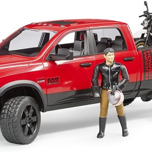 Bruder 02502 ,Veicolo RAM 2500 Power Wagon con Moto Scrambler Ducati Desert Sled e Personaggio scala 1/16