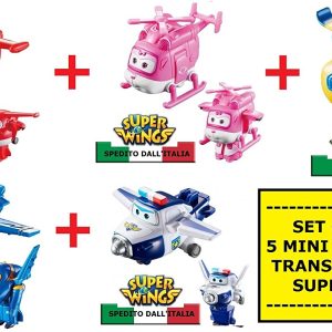 SUPER WINGS SET COMPLETO 5 MINI TRANSFORM A BOTS - PRODOTTI ITALIA - AULDEY CARTOONITO