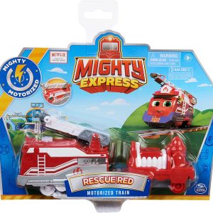 Mighty Express Trenino motorizzato Red con attrezzo di Lavoro e vagone Merci, Spin Master 6060199
