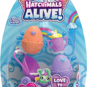 Hatchimals Alive, Confezione con Due Uova Che Si schiudono con l’Acqua e Passeggino, Modelli Assortiti, Spin Master 6067741