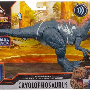 Jurassic World - Attacco Sonoro, Dinosauro Cryolophosaurus Snodato con Azione Attacco e Morso, Mattel HCL80-GJN64
