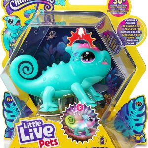 Little Live Pets, Sunny Camaleonte interattivo con i piedini a ventosa, cambia colore in base all' umore, adora la musica, Giochi Preziosi, LP200000