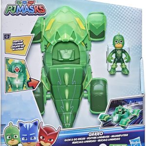 Pj Masks Veicolo con Geco, Glow & Go Racer Gekko con luci, Hasbro F2115-F2137