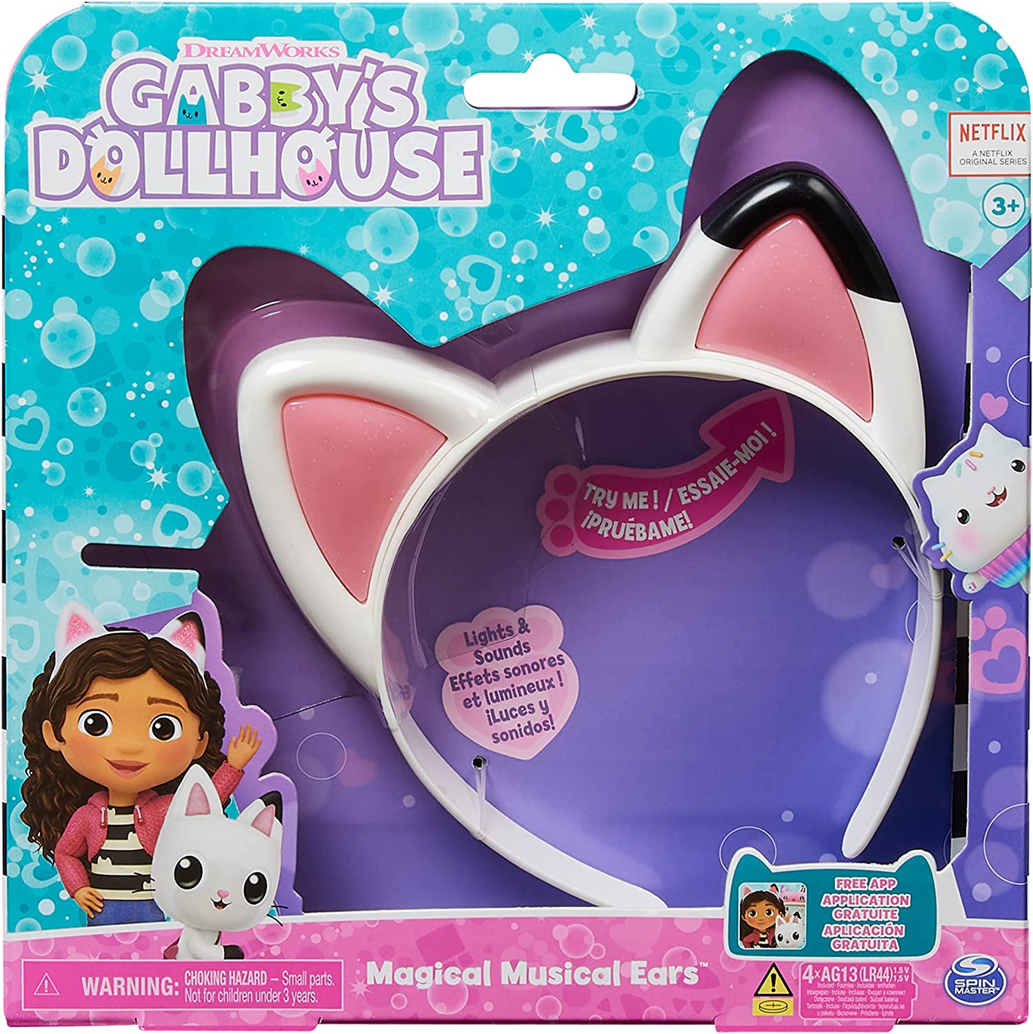 Gabby's Dollhouse, le magiche orecchiette di Gabby luci e suoni, 6060413 Spin Master