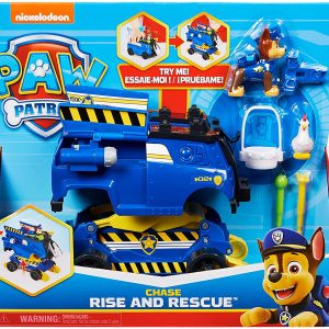 Paw Patrol, Veicolo trasformabile Rise And Rescue di Chase con Personaggio e Accessori, Spin Master  6063637