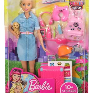 Barbie Travel, Bambola Barbie in viaggio con Cucciolo, FWV25 Mattel