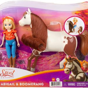 Spirit Bambola Abigail Articolata e Cavallo Boomerang con Lunga Criniera,Mattel GXF23-GXF20