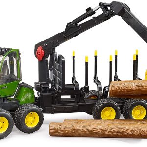 Bruder 02133 Trattore John Deere 1210E Trasporto 4 Tronchi con Braccio Meccanico scala 1/16