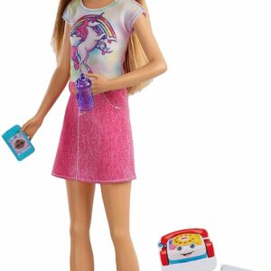 Barbie- Bambola Skipper Bionda Babysitter con Cellulare e Biberon, FXG91-FHY89 Mattel
