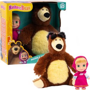 Masha e Orso, Masha 12 cm e Orso morbido peluche 20 cm - Grandi Giochi MHA21000