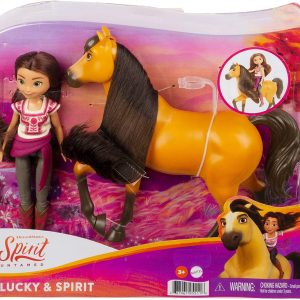 Spirit Bambola Lucky  Articolata e Cavallo Spirit con Lunga Criniera,Mattel GXF21-GXF20