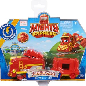 Mighty Express Trenino motorizzato Nate con attrezzo di Lavoro e vagone Merci, Spin Master 6060199